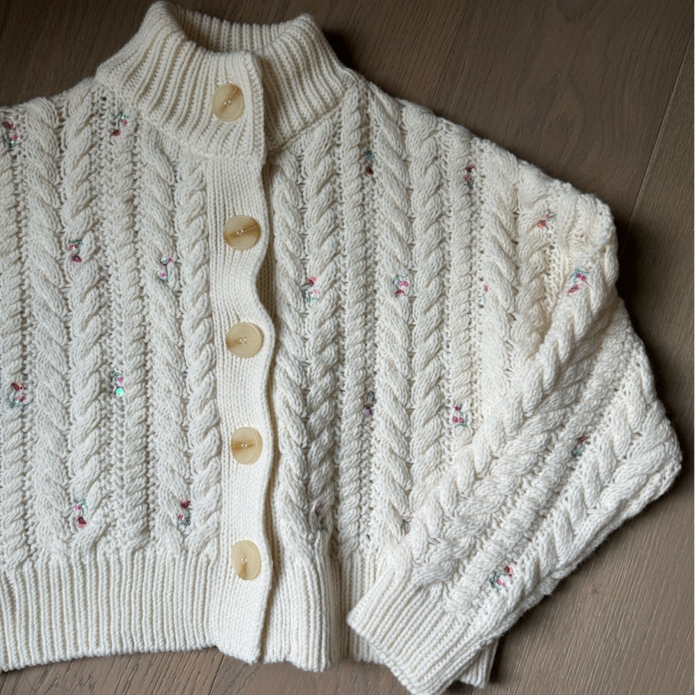 Something Navy floral cardigan